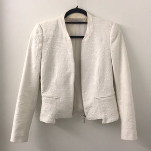 Zara summer white cotton blazer w/zipper